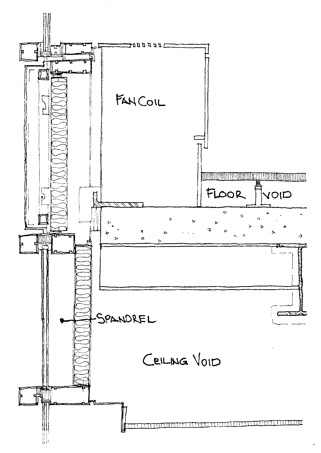 Figure 1.8 Plan of a modern building and section at spandrel.