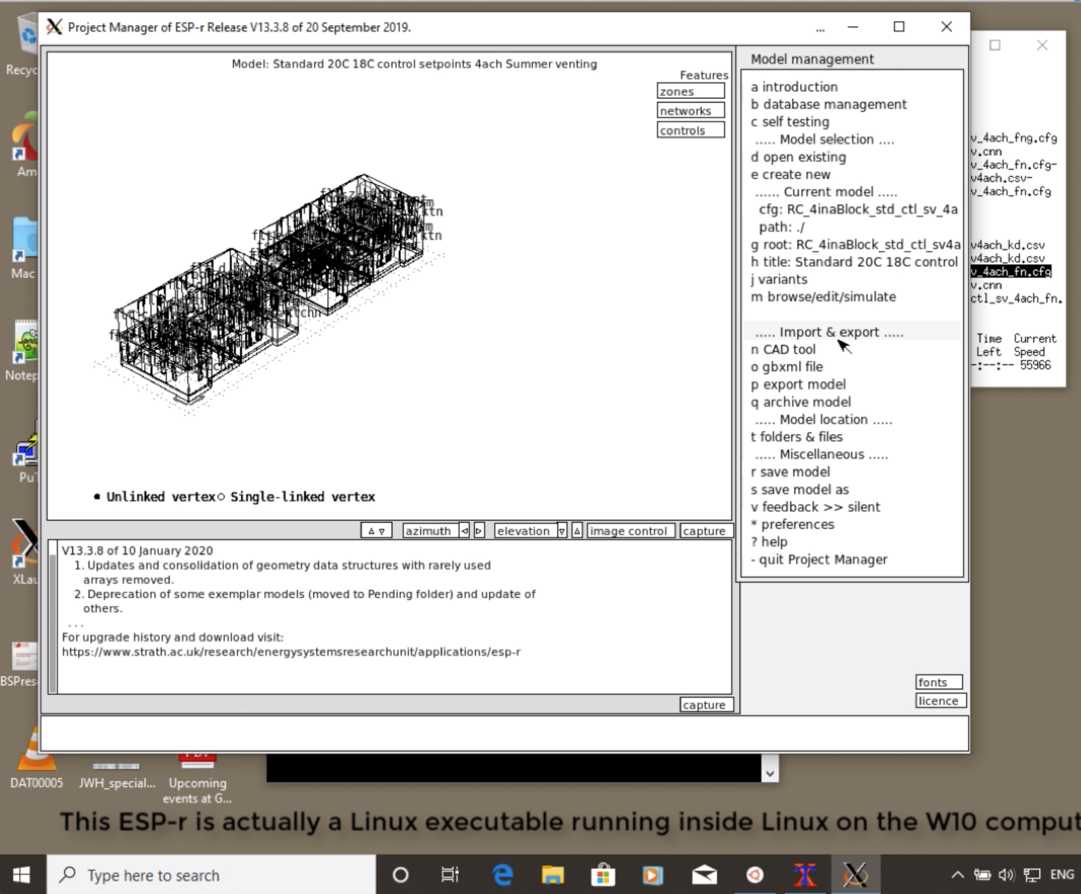 Figure 16.1 ESP‐r in WSL on Windows computer.