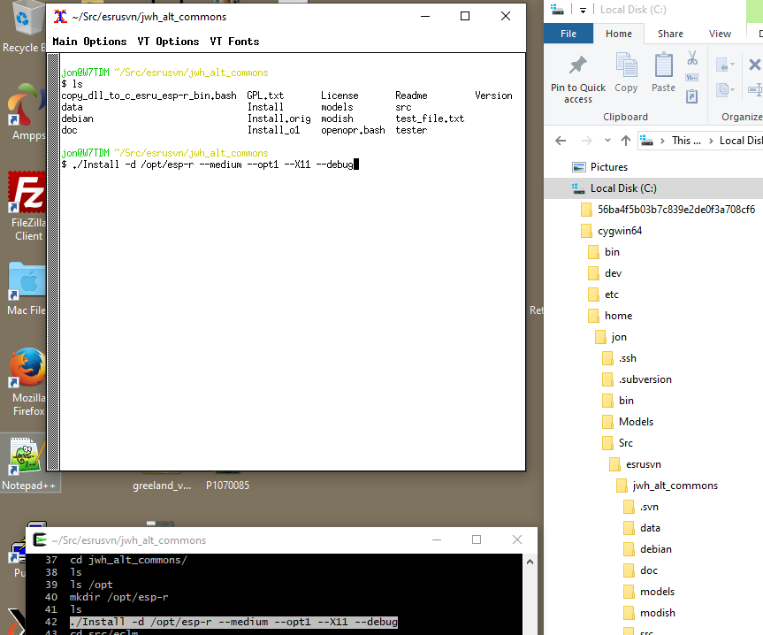 Figure 16.6: Build session on Cygwin on W10.