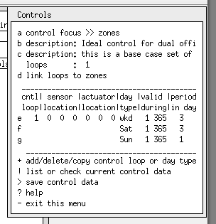 Figure 6.3 Top level zone control menu.