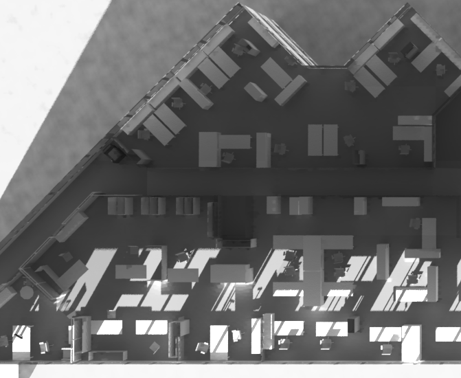 Figure 4.25 Radiance rendering of a portion of office building.