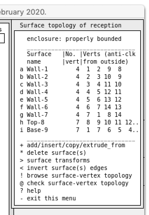 Figure E2.3.4: Initial surface edge lists and management options.