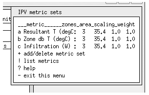 Figure 10.2: IPV performance metrics set and demands set interface.