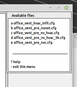 Figure 1.3.1 Selection list of cfg files.